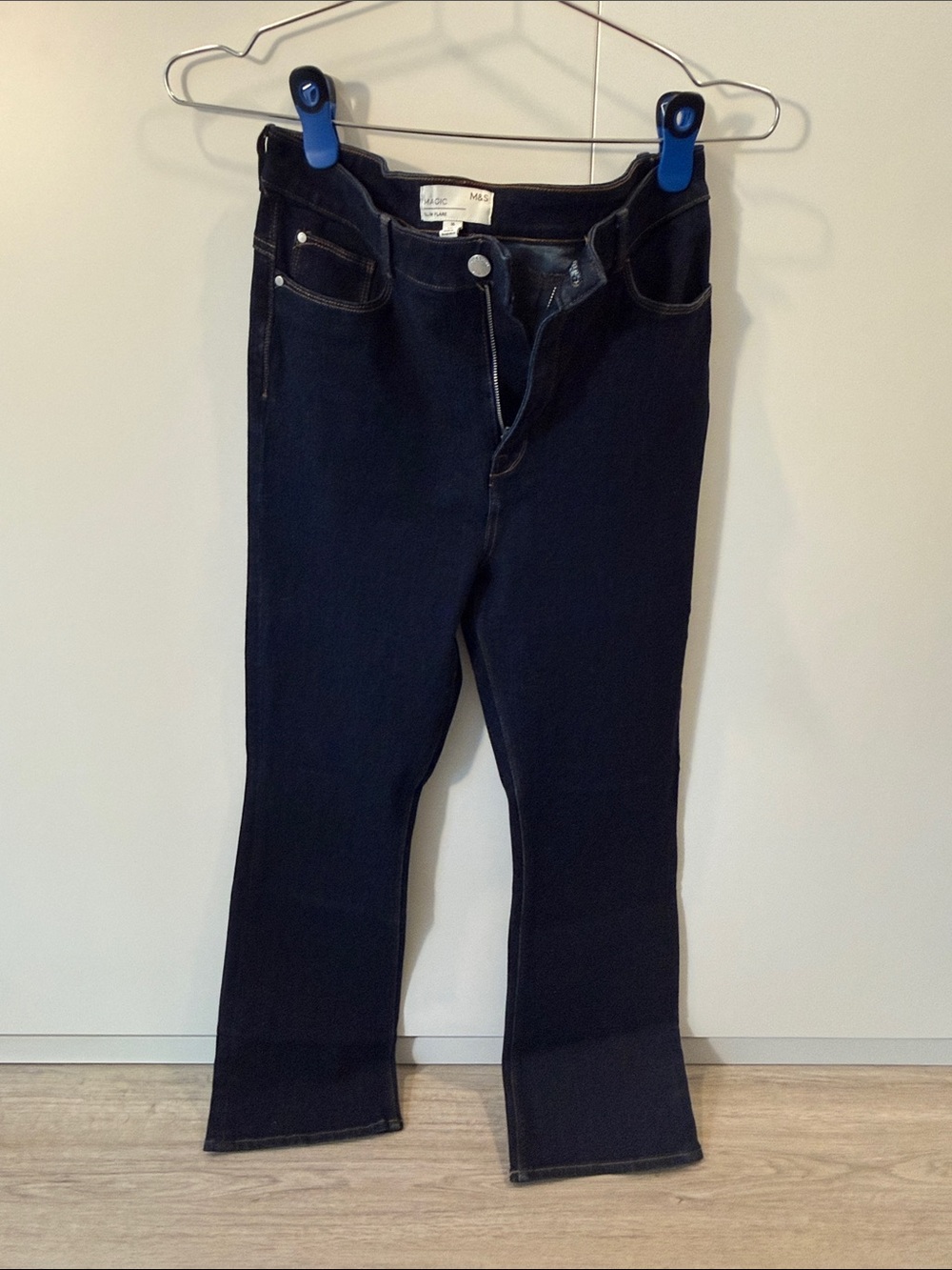 M&S Magic Slim Flare Jeans in Dark Blue